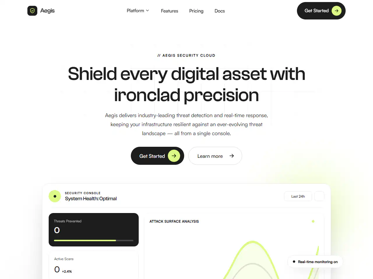 Aegis Console, a Dashing template that suits technology businesses