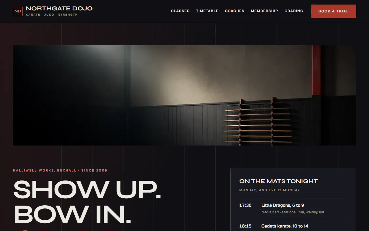 Northgate Dojo, a Dashing template that suits fitness, education businesses