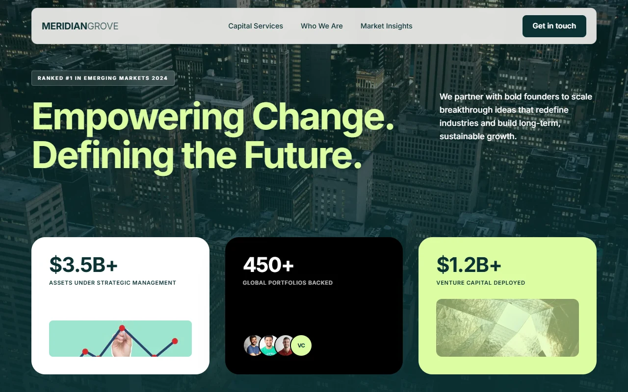 Evergreen Ledger, a Dashing template that suits technology businesses
