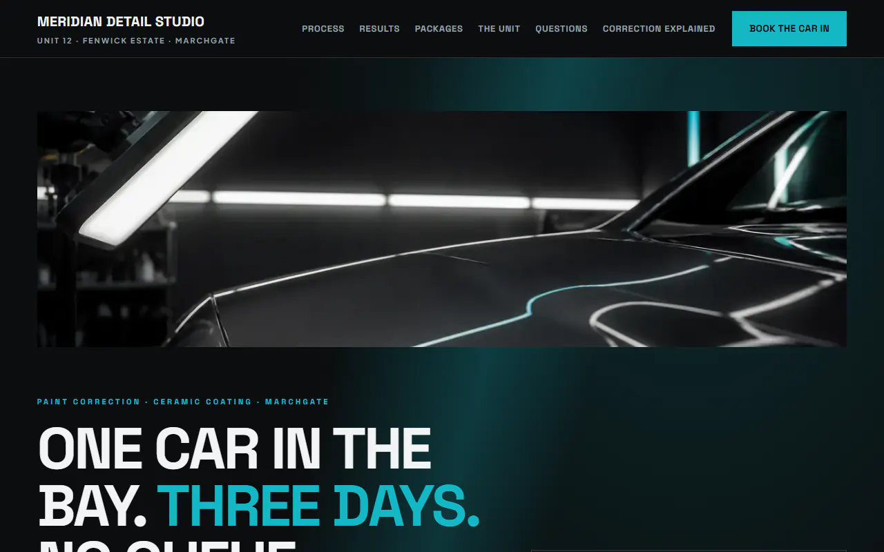 Meridian Detail Studio, a Dashing template that suits automotive businesses