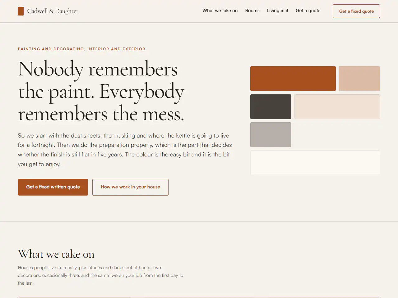 Cadwell & Daughter Decorators, a Dashing template that suits trades, events, professional services, property businesses