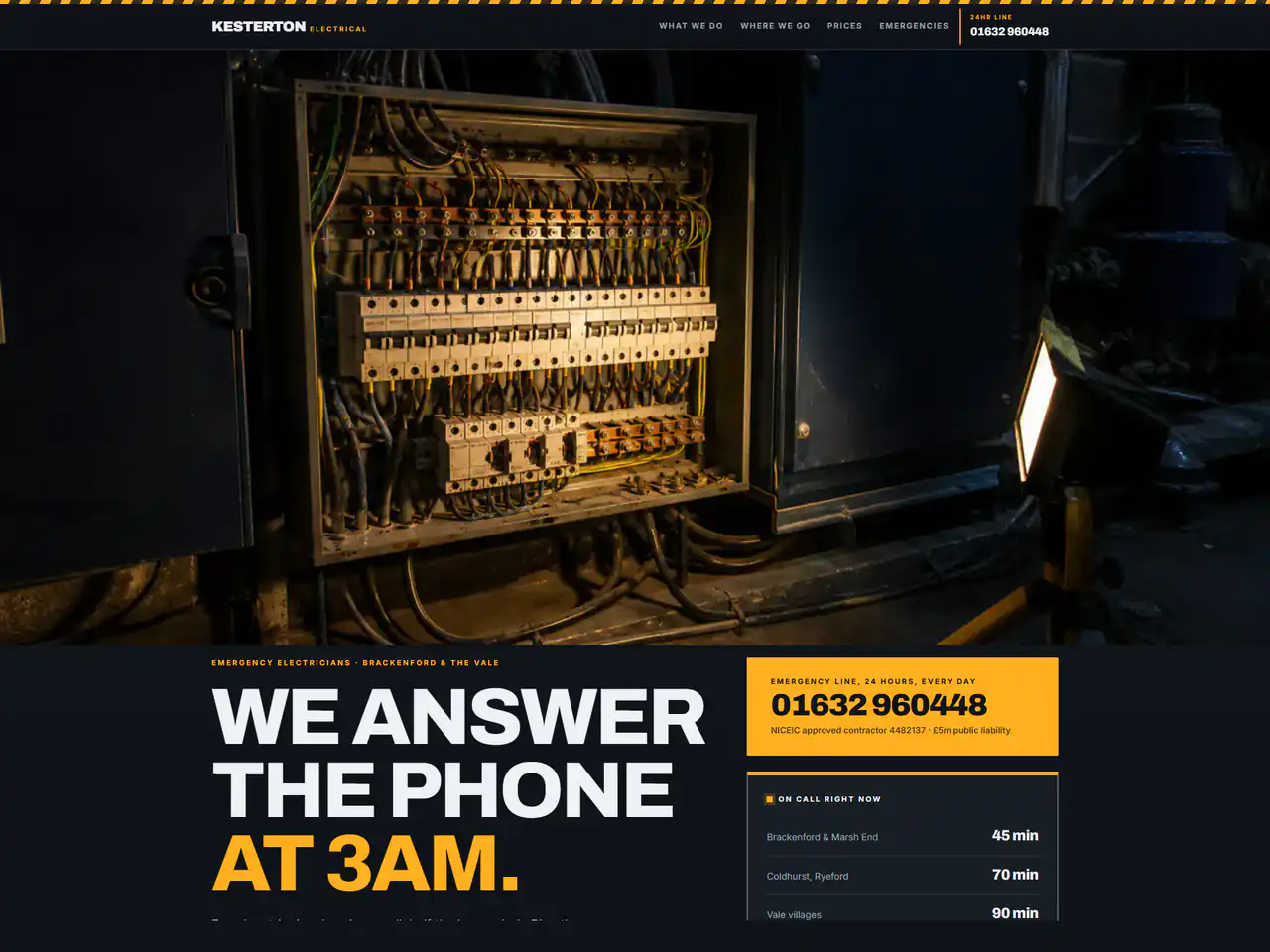 Kesterton Electrical, a Dashing template that suits trades, technology businesses