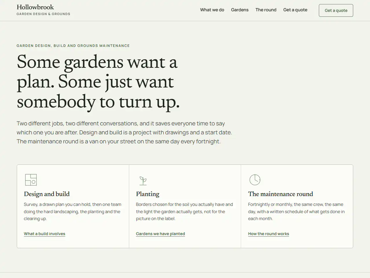 Hollowbrook Garden Design, a Dashing template that suits trades, professional services, creative businesses