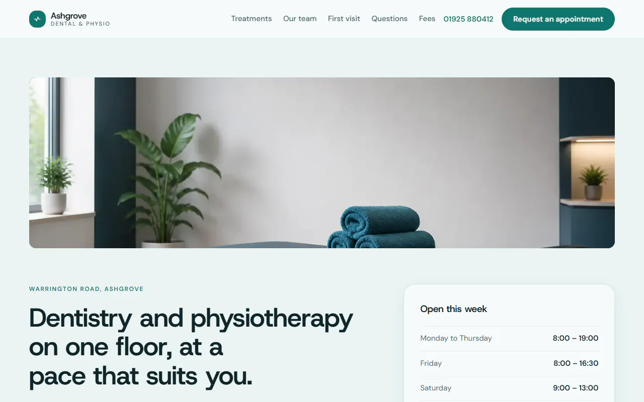 Ashgrove Dental & Physio, a Dashing template that suits health, beauty businesses
