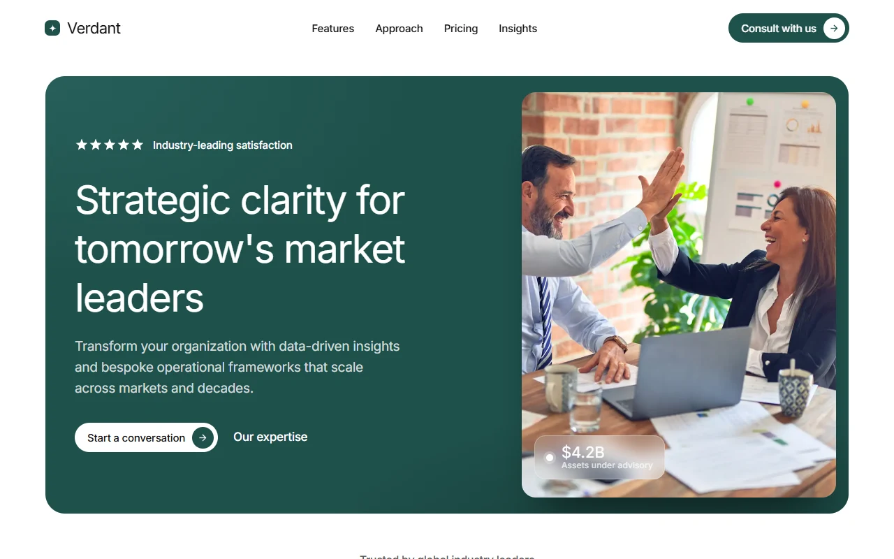 Verdant Advisory, a Dashing template that suits professional services businesses